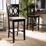 Baxton Studio Carson Modern and Contemporary Sand Fabric Upholstered and Espresso Brown Finished Wood 2-Piece Bar Stool Set