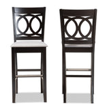 Baxton Studio Carson Modern and Contemporary Grey Fabric Upholstered and Espresso Brown Finished Wood 2-Piece Bar Stool Set