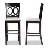 Baxton Studio Carson Modern and Contemporary Grey Fabric Upholstered and Espresso Brown Finished Wood 2-Piece Bar Stool Set