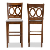 Baxton Studio Carson Modern and Contemporary Grey Fabric Upholstered and Walnut Brown Finished Wood 2-Piece Bar Stool Set