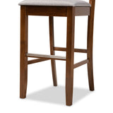 Baxton Studio Carson Modern and Contemporary Grey Fabric Upholstered and Walnut Brown Finished Wood 2-Piece Bar Stool Set