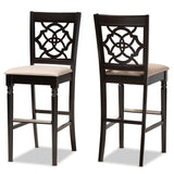 Baxton Studio Alexandra Modern and Contemporary Sand Fabric Upholstered and Espresso Brown Finished Wood 2-Piece Bar Stool Set