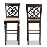 Baxton Studio Alexandra Modern and Contemporary Sand Fabric Upholstered and Espresso Brown Finished Wood 2-Piece Bar Stool Set