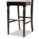 Baxton Studio Alexandra Modern and Contemporary Sand Fabric Upholstered and Espresso Brown Finished Wood 2-Piece Bar Stool Set