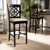 Baxton Studio Alexandra Modern and Contemporary Sand Fabric Upholstered and Espresso Brown Finished Wood 2-Piece Bar Stool Set