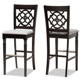 Baxton Studio Alexandra Modern and Contemporary Grey Fabric Upholstered and Espresso Brown Finished Wood 2-Piece Bar Stool Set