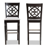 Baxton Studio Alexandra Modern and Contemporary Grey Fabric Upholstered and Espresso Brown Finished Wood 2-Piece Bar Stool Set