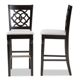 Baxton Studio Alexandra Modern and Contemporary Grey Fabric Upholstered and Espresso Brown Finished Wood 2-Piece Bar Stool Set