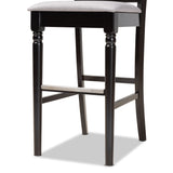 Baxton Studio Alexandra Modern and Contemporary Grey Fabric Upholstered and Espresso Brown Finished Wood 2-Piece Bar Stool Set