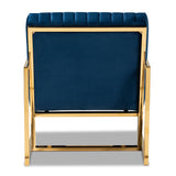 Baxton Studio Janelle Luxe and Glam Royal Blue Velvet Fabric Upholstered and Gold Finished Living Room Accent Chair