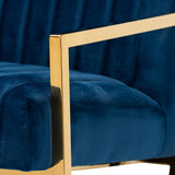 Baxton Studio Janelle Luxe and Glam Royal Blue Velvet Fabric Upholstered and Gold Finished Living Room Accent Chair