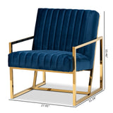 Baxton Studio Janelle Luxe and Glam Royal Blue Velvet Fabric Upholstered and Gold Finished Living Room Accent Chair