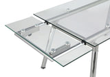 Sonnett Modern Expandable Glass Top Dining Table Chrome and Clear