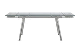 Sonnett Modern Expandable Glass Top Dining Table Chrome and Clear