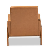 Baxton Studio Perris Mid-Century Modern Tan Faux Leather Upholstered and Walnut Brown Finished Wood Lounge Chair