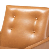 Baxton Studio Perris Mid-Century Modern Tan Faux Leather Upholstered and Walnut Brown Finished Wood Lounge Chair