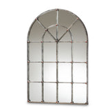 Newman Vintage Farmhouse Antique Silver Finished Arched Window Accent Wall Mirror