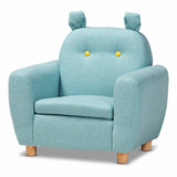 Gloria Modern and Contemporary Sky Blue Fabric Upholstered Kids Armchair with Animal Ears