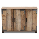 Baxton Studio Cyrille Modern and Contemporary Farmhouse Rustic Finished Wood 3-Door Shoe Cabinet