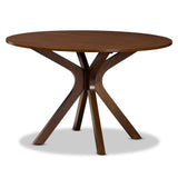 Kenji Modern and Contemporary Walnut Brown Finished 48-Inch-Wide Round Wood Dining Table