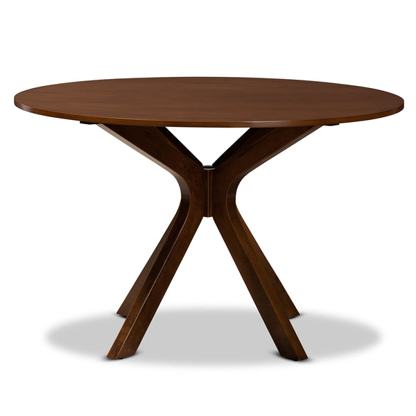 Baxton Studio Kenji Modern and Contemporary Walnut Brown Finished 48-Inch-Wide Round Wood Dining Table