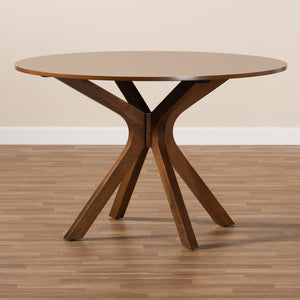 Baxton Studio Kenji Modern and Contemporary Walnut Brown Finished 48-Inch-Wide Round Wood Dining Table