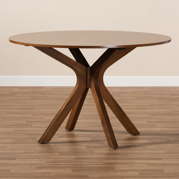 Baxton Studio Kenji Modern and Contemporary Walnut Brown Finished 48-Inch-Wide Round Wood Dining Table