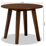 Baxton Studio Ela Modern and Contemporary Walnut Brown Finished 35-Inch-Wide Round Wood Dining Table
