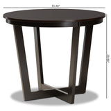 Baxton Studio Alayna Modern and Contemporary Dark Brown Finished 35-Inch-Wide Round Wood Dining Table