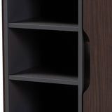 Idina Mid-Century Modern Two-Tone Dark Brown and Grey Finished Wood 1-Door Shoe Cabinet