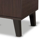 Idina Mid-Century Modern Two-Tone Dark Brown and Grey Finished Wood 1-Door Shoe Cabinet