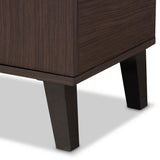 Idina Mid-Century Modern Two-Tone Dark Brown and Grey Finished Wood 2-Door Shoe Cabinet