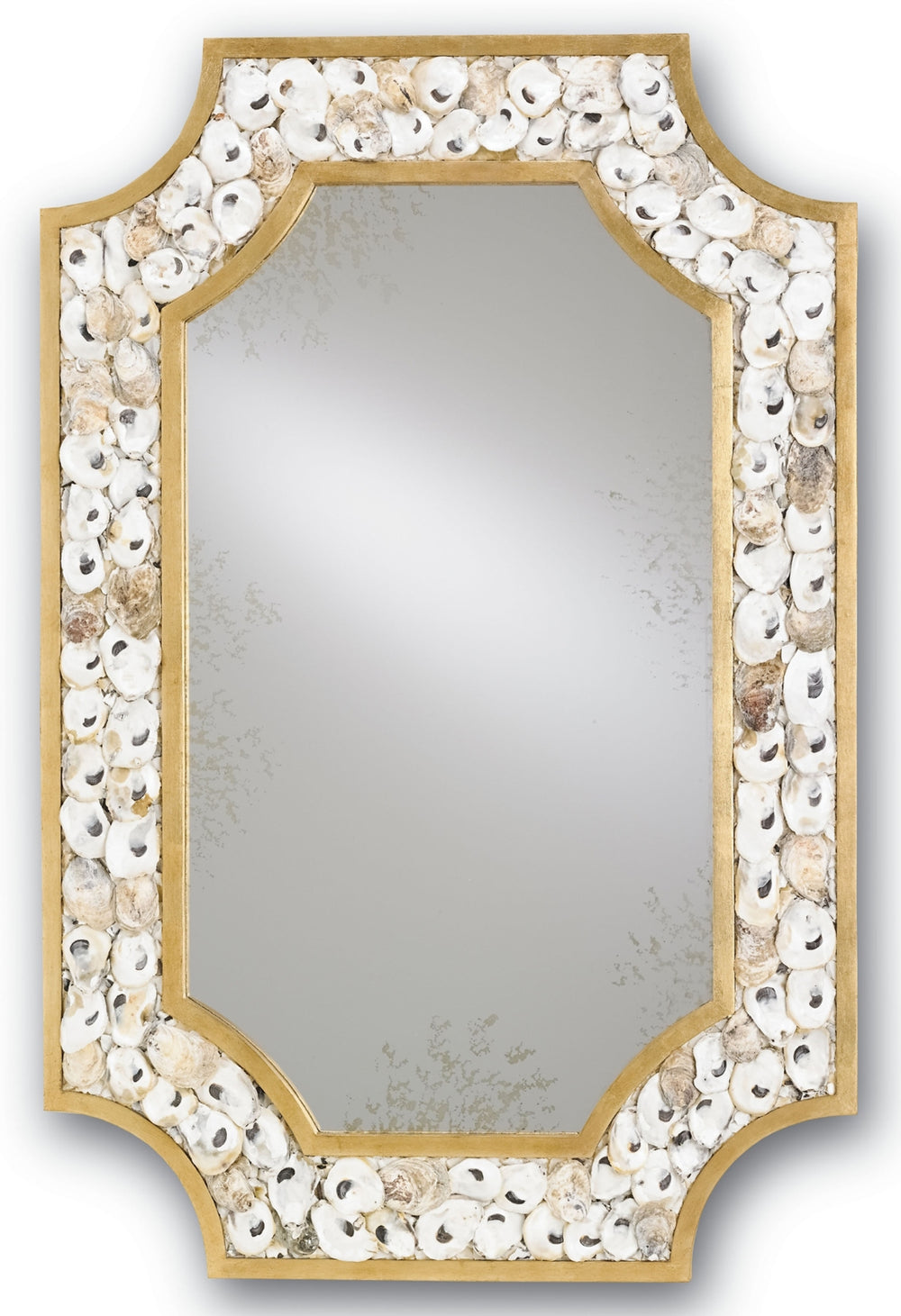 Margate Mirror - Handcrafted Oyster Shell Design with Gold Leaf Trim, Versatile Vertical & Horizontal Use