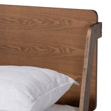 Sadler Mid-Century Modern Ash Walnut Brown Finished Wood King Size Platform Bed