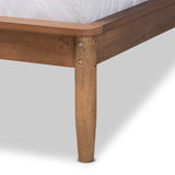 Sadler Mid-Century Modern Ash Walnut Brown Finished Wood King Size Platform Bed