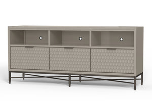 Milo TV Console in Taupe - Modern Design with Textured Drawers, Mahogany Finish & Ample Storage Space