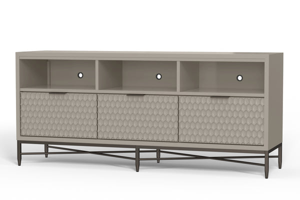 Milo TV Console in Taupe - Modern Design with Textured Drawers, Mahogany Finish & Ample Storage Space