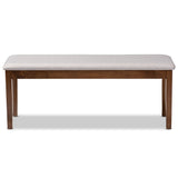 Baxton Studio Teresa Modern and Contemporary Transitional Grey Fabric Upholstered and Walnut Brown Finished Wood Dining Bench