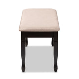 Baxton Studio Corey Modern and Contemporary Sand Fabric Upholstered and Dark Brown Finished Wood Dining Bench