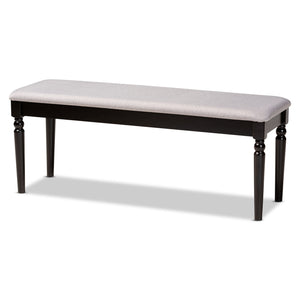 Baxton Studio Giovanni Modern and Contemporary Grey Fabric Upholstered and Dark Brown Finished Wood Dining Bench 