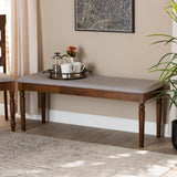 Baxton Studio Giovanni Modern and Contemporary Grey Fabric Upholstered and Walnut Brown Finished Wood Dining Bench 