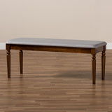 Baxton Studio Giovanni Modern and Contemporary Grey Fabric Upholstered and Walnut Brown Finished Wood Dining Bench 