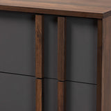 Naoki Modern and Contemporary Two-Tone Grey and Walnut Finished Wood 5-Drawer Bedroom Chest
