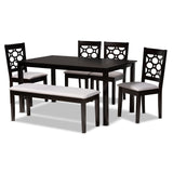 Gabriel Modern and Contemporary Fabric Upholstered 6-Piece Dining Set