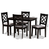 Baxton Studio Henry Modern and Contemporary Grey Fabric Upholstered and Dark Brown Finished Wood 5-Piece Dining Set