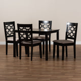 Baxton Studio Henry Modern and Contemporary Sand Fabric Upholstered and Dark Brown Finished Wood 5-Piece Dining Set