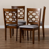 Baxton Studio Peter Modern and Contemporary Grey Fabric Upholstered and Walnut Brown Finished Wood 4-Piece Dining Chair Set