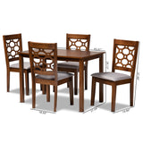 Baxton Studio Henry Modern and Contemporary Grey Fabric Upholstered and Walnut Brown Finished Wood 5-Piece Dining Set