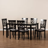 Baxton Studio Dallas Modern and Contemporary Grey Fabric Upholstered and Dark Brown Finished Wood 7-Piece Dining Set