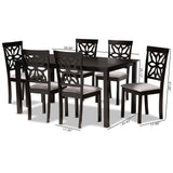 Baxton Studio Dallas Modern and Contemporary Grey Fabric Upholstered and Dark Brown Finished Wood 7-Piece Dining Set